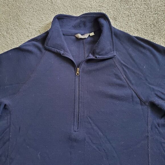Ibex sweater Mens Large Blue Pullover Merino Wool 1/4 Zip Outdoor Hiking - Picture 3 of 12